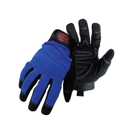 Boss Men's Indoor/Outdoor Mechanic's Glove Black/Blue L 1 pair