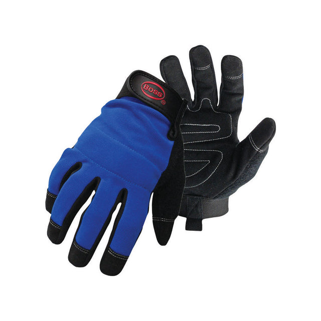 Boss Men's Indoor/Outdoor Mechanic's Glove Black/Blue XL 1 pair