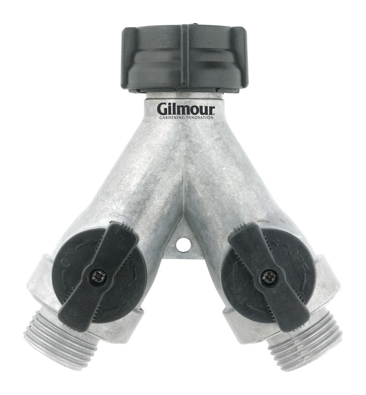 Gilmour 3/4 in. Metal Threaded Male Y-Hose Connector with Shut Offs