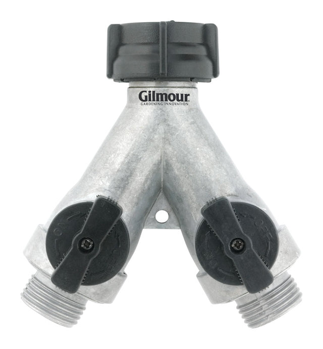 Gilmour 3/4 in. Metal Threaded Male Y-Hose Connector with Shut Offs