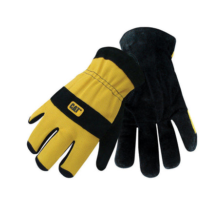 CAT Men's Indoor/Outdoor Palm Work Gloves Black/Yellow XL 1 pair