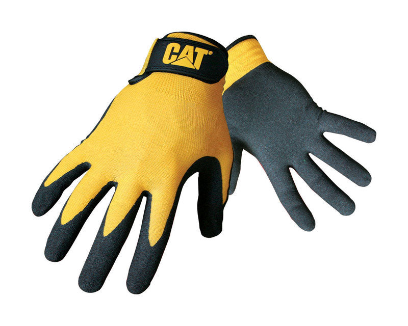 Cat Men's Indoor/Outdoor Palm Work Gloves Black/Yellow L 1 pair