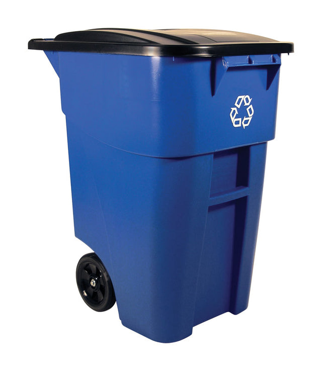 Rubbermaid Brute 50 gal Blue Resin Wheeled Recycling Bin Lid Included