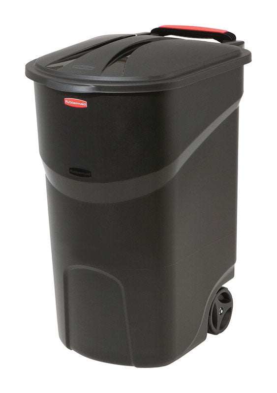 Rubbermaid Roughneck 45 gal Black Resin Wheeled Trash Can Lid Included