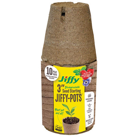 Jiffy 3 in. H Seed Starting Peat Pot 10 pk