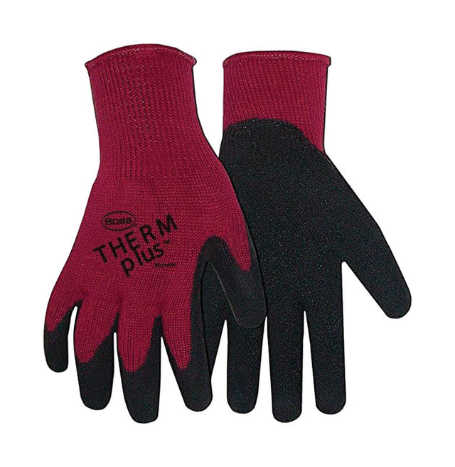 Boss Therm Plus Women's Indoor/Outdoor String Knit Work Gloves Gray/Maroon S 1 pk