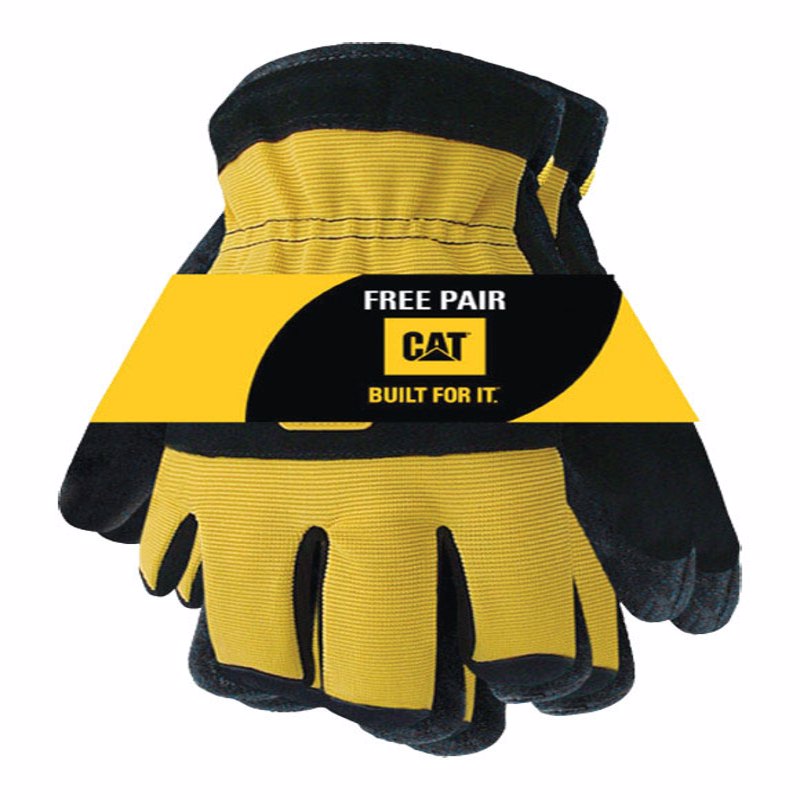 CAT Men's Palm Work Gloves Black/Yellow XL 2 pk