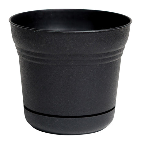 Bloem Saturn 6.5 in. H X 7 in. D Plastic Flower Pot Black