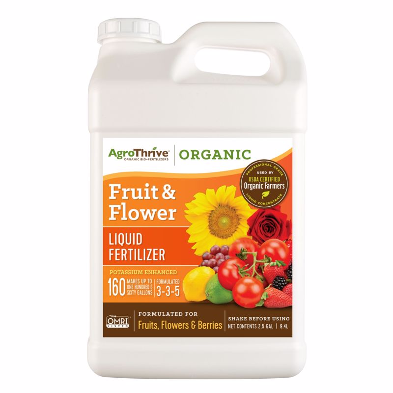 AgroThrive Organic Flowers/Fruits/Vegetables 3-3-5 Fertilizer 2.5 gal