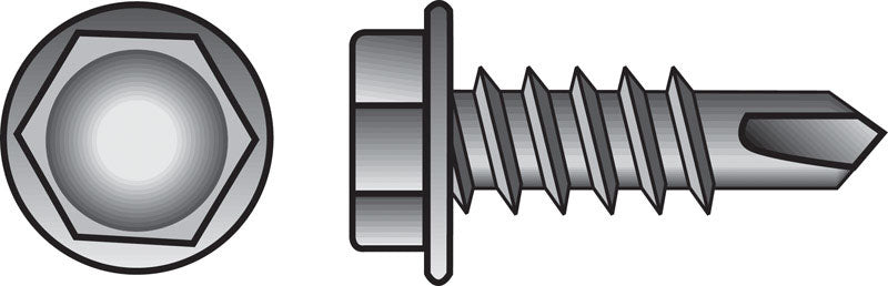 Hillman No. 10-16 X 1-1/4 in. L Hex Washer Head Self- Drilling Screws 100 pk