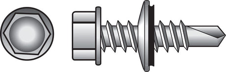 Hillman No. 12-14 X 3/4 in. L Hex Washer Head Self- Drilling Screws 100 pk