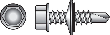 Hillman No. 12-14 X 1-1/2 in. L Hex Hex Washer Head Self- Drilling Screws 100 pk