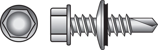 Hillman No. 12-14 X 2 in. L Hex Hex Washer Head Self- Drilling Screws 100 pk