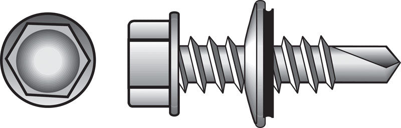 Hillman 1/4 Sizes X 1-1/2 in. L Hex Hex Washer Head Self- Drilling Screws 100 pk