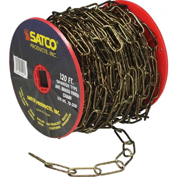 11 Ga. Chain - Spanish Type Antique Brass Finish - 50 yd. (150 ft.) to Reel - 1 Reel To Master - 15lbs Max