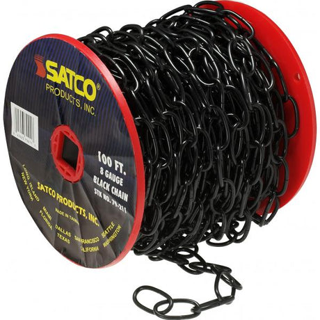 8 Ga. Chain - Black Finish - 100 ft. to Reel - 1 Reel To Master - 35lbs Max