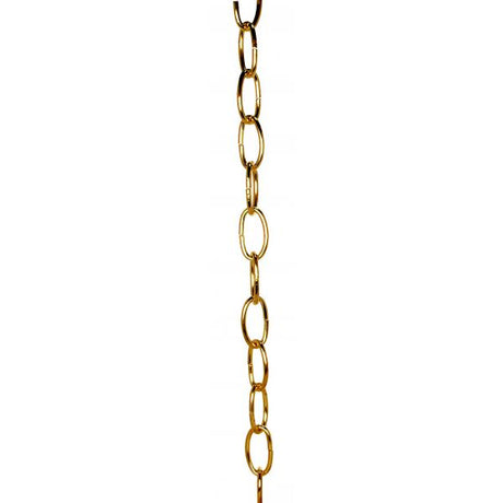 8 Ga. Chain - Brass Finish - 1 yd. Len - 11/2 in. - Link Len - 7/8 in. - Link Wid - 1/8 in. - Thick - 100 yd./Ctn - 35lbs Max