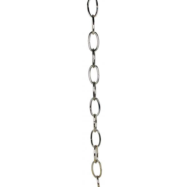 8 Ga. Chain - Nickel Finish - 1 yd. Len - 11/2 in. - Link Len - 7/8 in. - Link Wid - 1/8 in. - Thick - 100 yd./Ctn - 35lbs Max