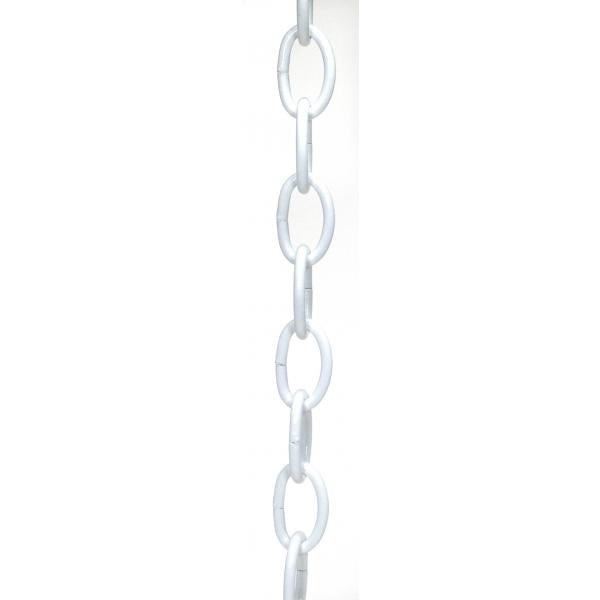 4 Ga. Chain - White Finish - 1 yd. Len - 13/4 in. - Link Len - 11/8 in. - Link Wid - 1/4 in. - Thick - 50 yd./Ctn - 50lbs Max