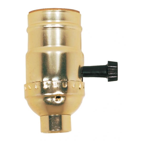 3-Way (2 Circuit) Turn Knob Socket With Removable Knob - 1/4 IPS - Aluminum - Brite Gilt Finish - 250W - 250V