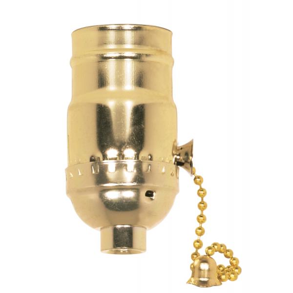 On-Off Pull Chain Socket - 1/8 IPS - Aluminum - Brite Gilt Finish - 660W - 250V - 500 Master