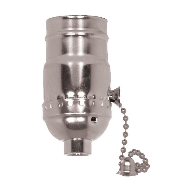 On-Off Pull Chain Socket - 1/8 IPS - Aluminum - Nickel Finish - 660W - 250V