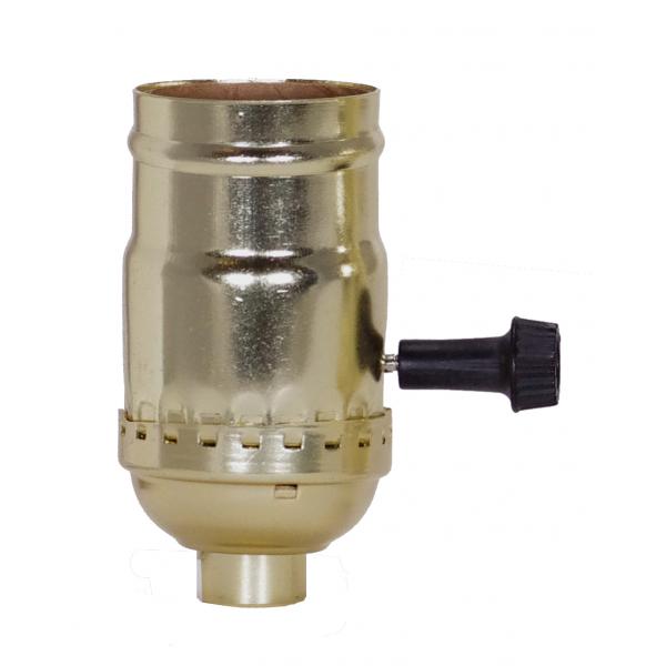 3 Terminal (2 Circuit) Turn Knob Socket With Removable Knobs - 1/8 IPS - Aluminum - Brite Gilt Finish - 250W - 250V - 500 Master