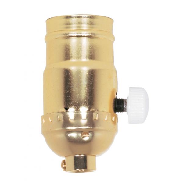 150W Full Range Turn Knob Dimmer Socket - 1/8 IPS - Aluminum - Brite Gilt Finish - 120V