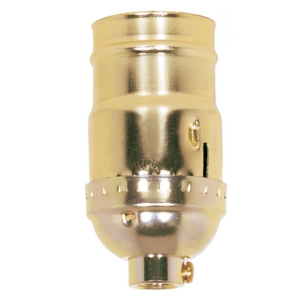 3-Way (2 Circuit) Keyless Socket - 1/8 IPS - Aluminum - Brite Gilt Finish - 660W - 250V - 500 Master