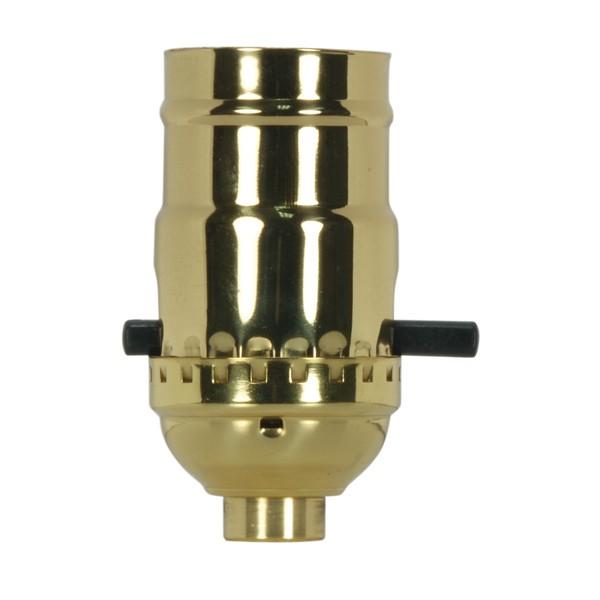 On-Off Push Thru Socket - 1/8 IPS - 3 Piece Stamped Solid Brass - Polished Brass Finish - 660W - 250V