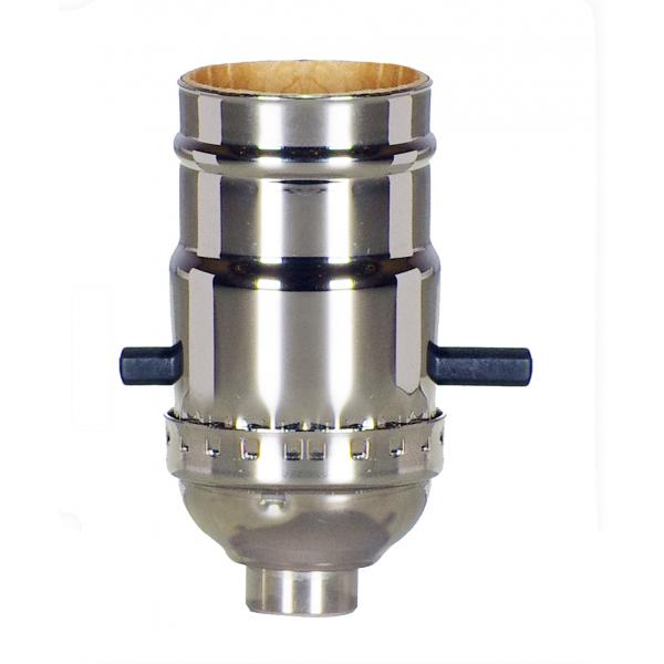 On-Off Push Thru Socket - 1/8 IPS - 3 Piece Stamped Solid Brass - Polished Nickel Finish - 660W - 250V