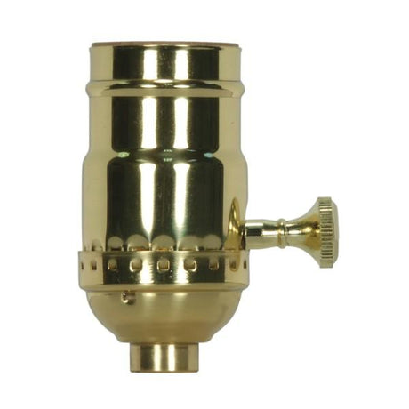 3-Way (2 Circuit) Turn Knob Socket With Removable Knob - 1/8 IPS - 3 Piece Stamped Solid Brass - Polished Brass Finish - 250W - 250V