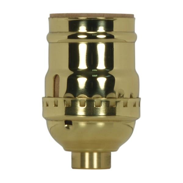 Short Keyless Socket - 1/8 IPS - 3 Piece Stamped Solid Brass - Polished Brass Finish - 660W - 250V