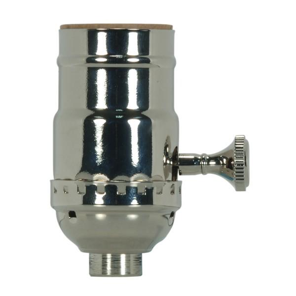 On-Off Turn Knob Socket With Removable Knob - 1/8 IPS - 3 Piece Stamped Solid Brass - Polished Nickel Finish - 250W - 250V