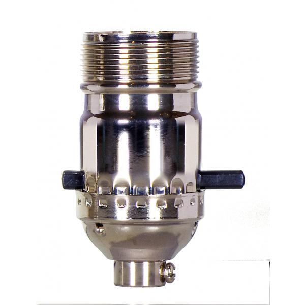 On-Off Push Thru Socket - 1/8 IPS - 3 Piece Stamped Solid Brass - Polished Nickel Finish - 660W - 250V - Uno Thread