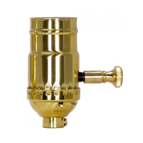 150W Full Range Turn Knob Dimmer Socket - 1/8 IPS - 3 Piece Stamped Solid Brass - Polished Brass Finish - 120V