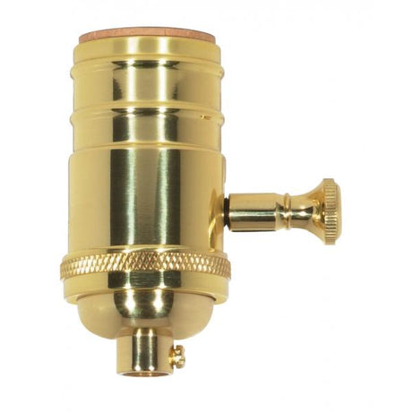 150W Full Range Turn Knob Dimmer Socket With Removable Knob - 1/8 IPS - 4 Piece Stamped Solid Brass - Polished Brass Finish - 120V