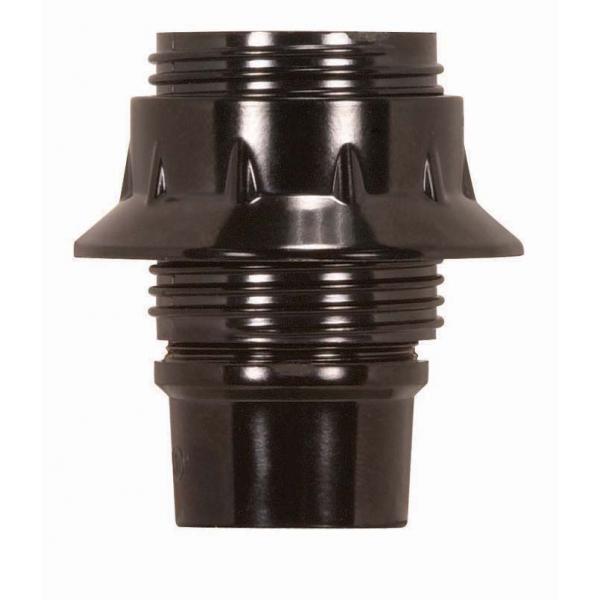 Candelabra European Style Socket - Brown Phenolic - 4 Piece - Full Uno Thread and Ring - 1/8 IP Screw Terminals - 75W - 125V