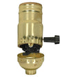 3-Way (2 Circuit) Turn Knob Socket With Removable Knob And Strain Relief - Aluminum - Brite Gilt Finish - 1/8 IPS - 250W - 250V