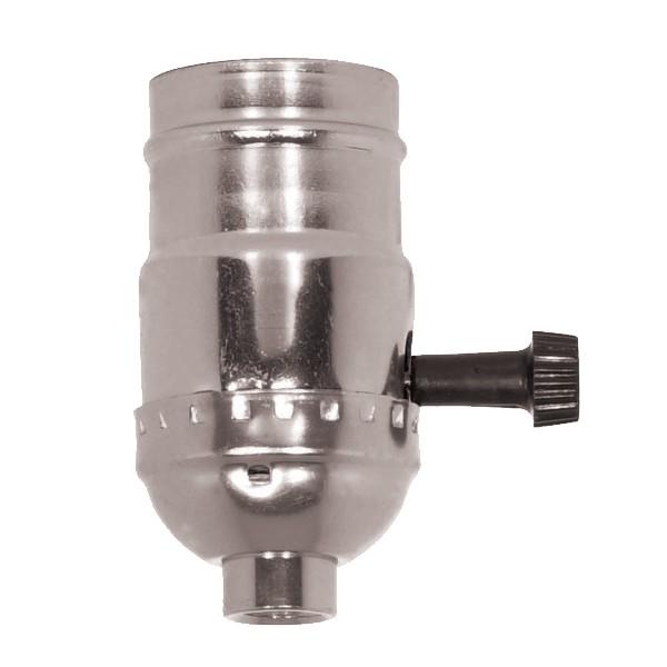 3-Way (2 Circuit) Turn Knob Socket With Removable Knob And Strain Relief - Aluminum - Nickel Finish - 1/8 IPS - 250W - 250V