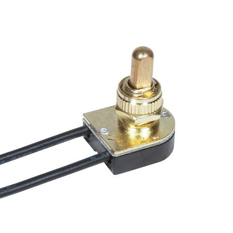 On-Off Metal Push Switch - 3/8" Metal Bushing - Single Circuit - 6A-125V, 3A-250V Rating - Brass Finish