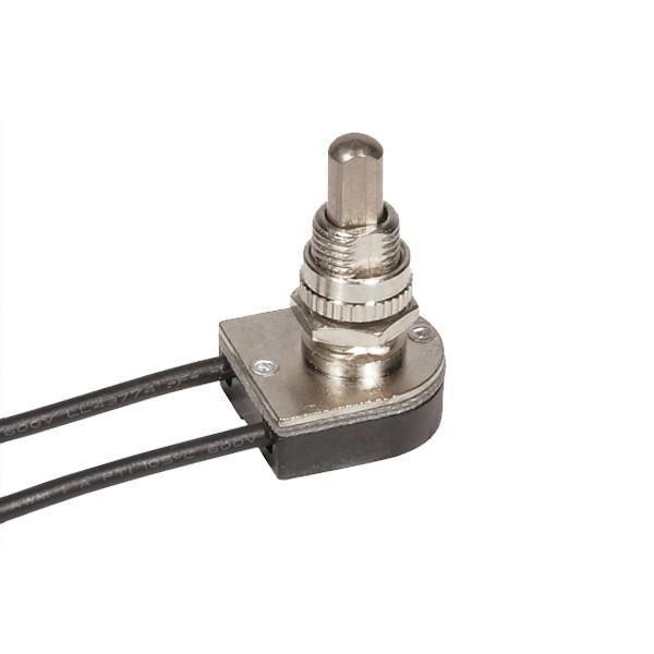 On-Off Metal Push Switch - 5/8" Metal Bushing - Single Circuit - 6A-125V, 3A-250V Rating - Nickel Finish