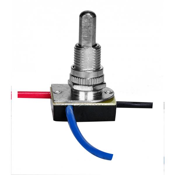 3-Way Metal Push Switch - 3/8" Metal Bushing - 2 Circuit - 4 Position (L-1, L-2, L1-2, Off) - 6A-125V, 3A-250V Rating - Nickel Finish