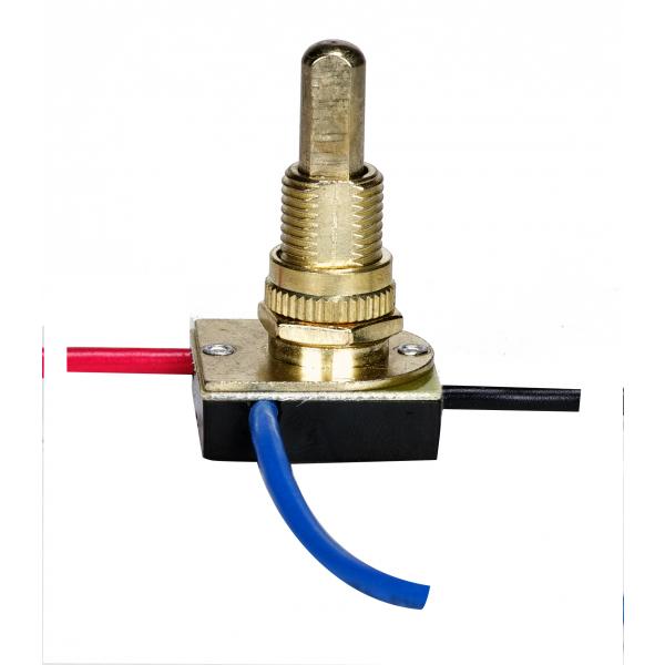 3-Way Metal Push Switch - 5/8" Metal Bushing - 2 Circuit - 4 Position (L-1, L-2, L1-2, Off) - 6A-125V, 3A-250V Rating - Brass Finish