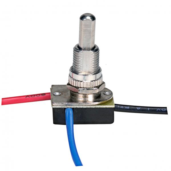 3-Way Metal Push Switch - 5/8" Metal Bushing - 2 Circuit - 4 Position (L-1, L-2, L1-2, Off) - 6A-125V, 3A-250V Rating - Nickel Finish