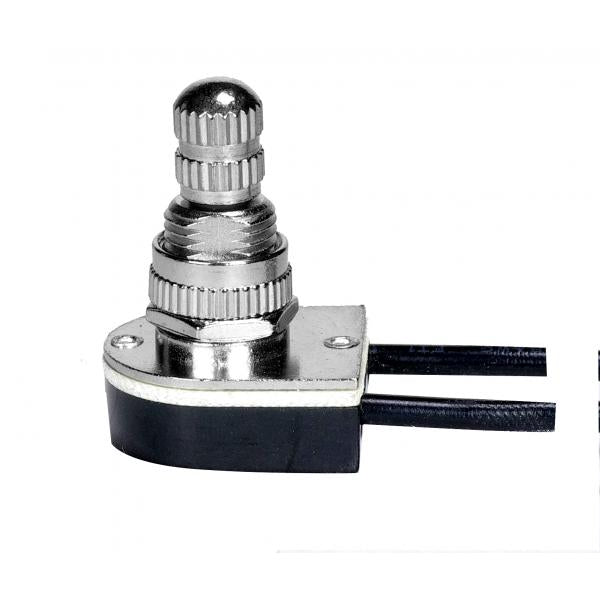 On-Off Metal Rotary Switch - 3/8" Metal Bushing - Single Circuit - 6A-125V, 3A-250V Rating - Nickel Finish