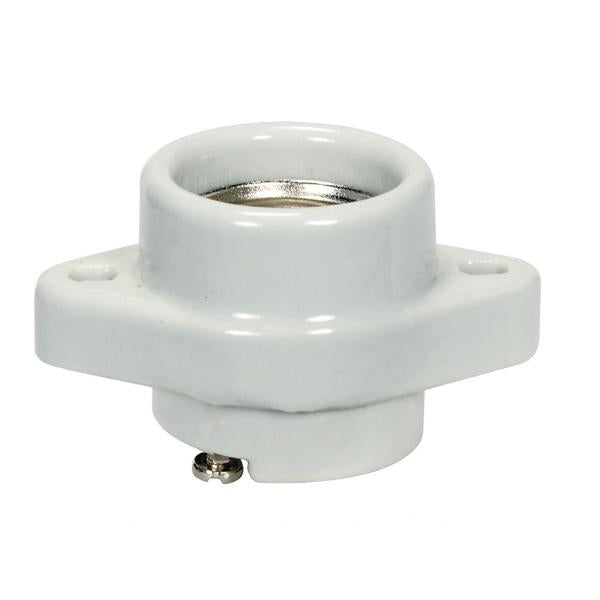 Keyless Porcelain One Piece Sign Socket - Center / 2 #8-32 Flange/Bushing - CSSNP Screw Shell - Glazed - 660W - 250V