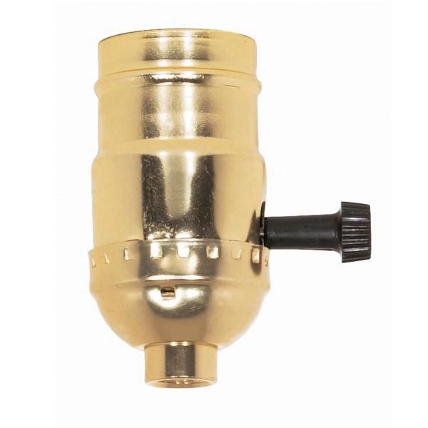 On-Off Turn Knob Socket With Removable Knob - 1/8 IPS - Aluminum - Brite Gilt Finish - 250W - 250V - Push-In Terminal