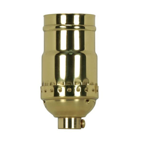 3-Way (2 Circuit) Keyless Socket - 1/8 IPS - 3 Piece Stamped Solid Brass - Polished Brass Finish - 660W - 250V