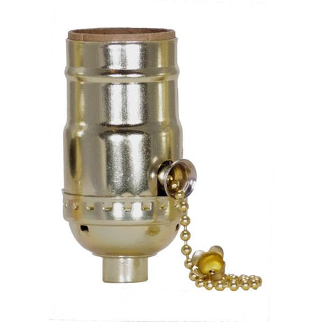 On-Off Pull Chain Socket - 1/8 IPS - Aluminum - Brite Gilt Finish - 660W - 250V - With Set Screw